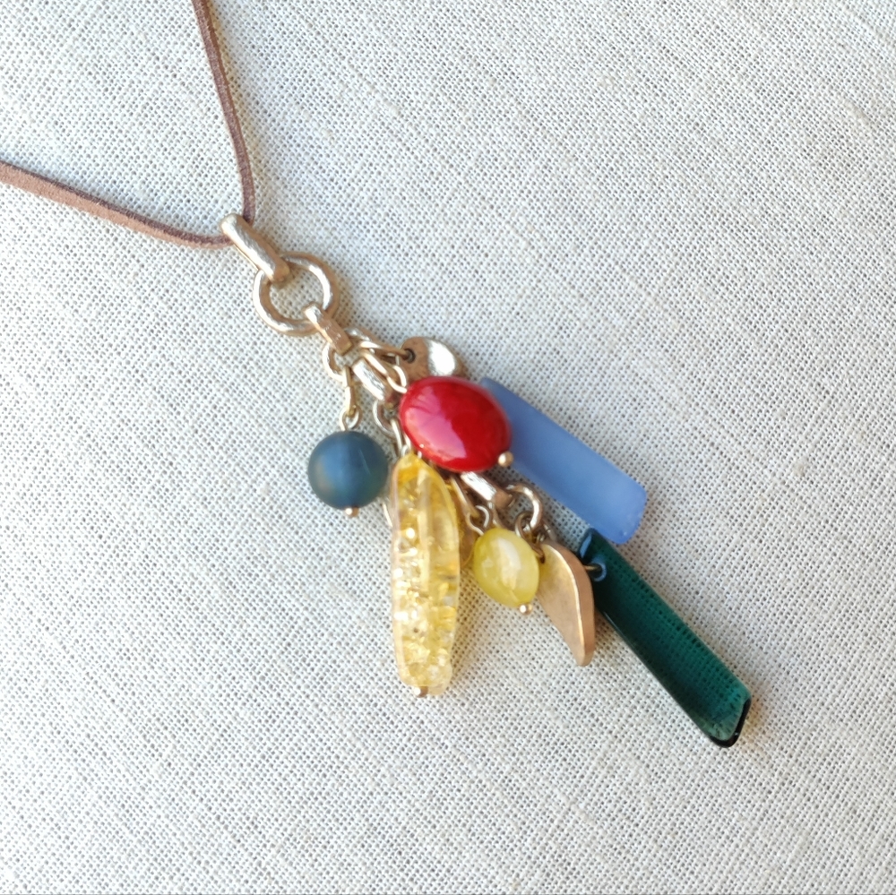 Boho chicos leather colorful pendant necklace